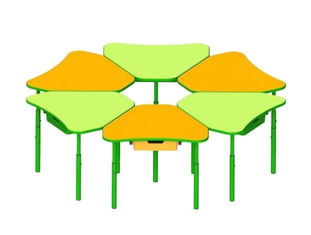 Комплект столів "Квітка" РОЗКОМ на ростові групи 1-3, розмір 600х520х460/580 мм